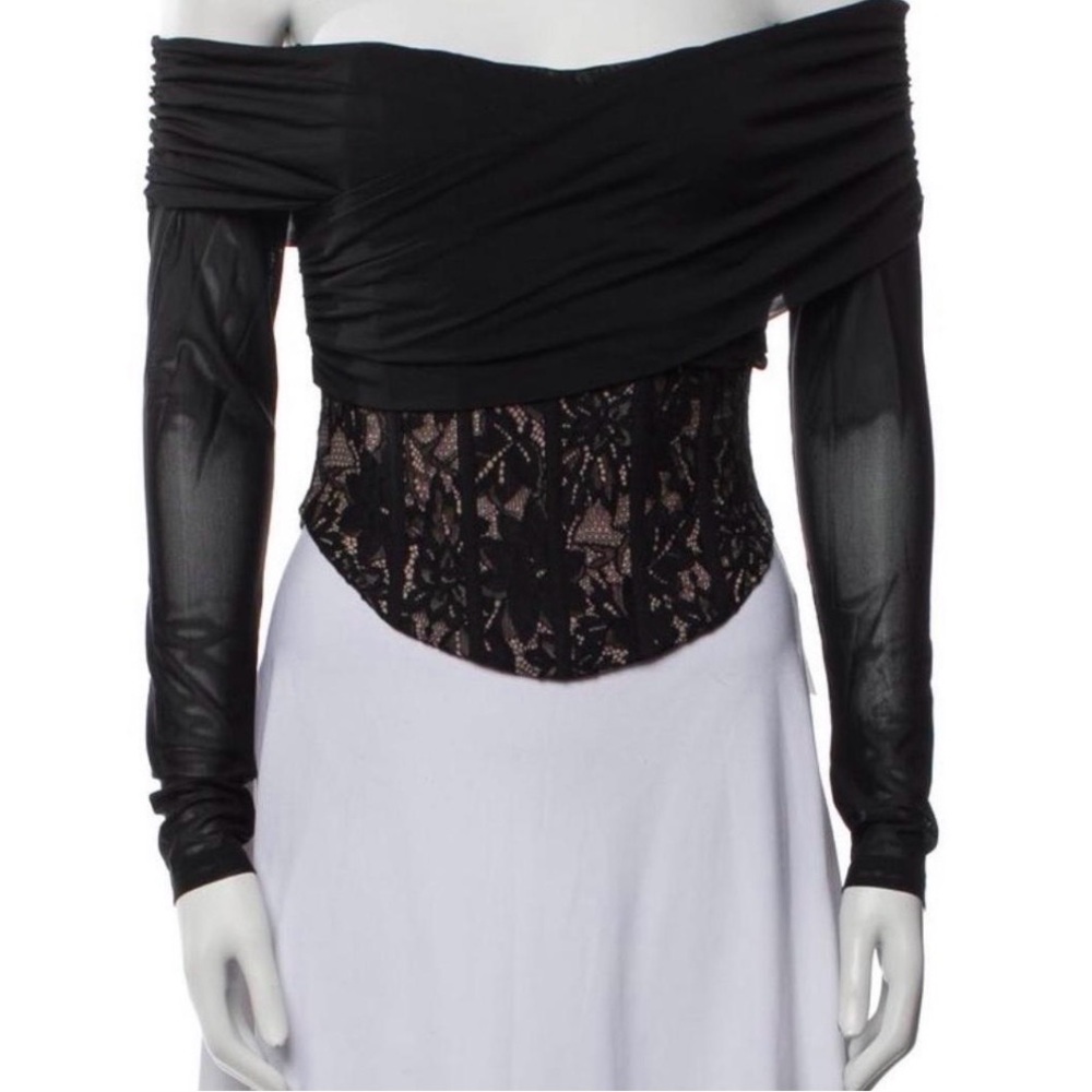 Elegant Black Lace Off-Shoulder Top